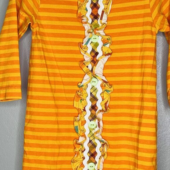 RicRac & Ruffles girls 2T 24 Mo orange striped plaid fall one piece romper - Picture 2 of 7